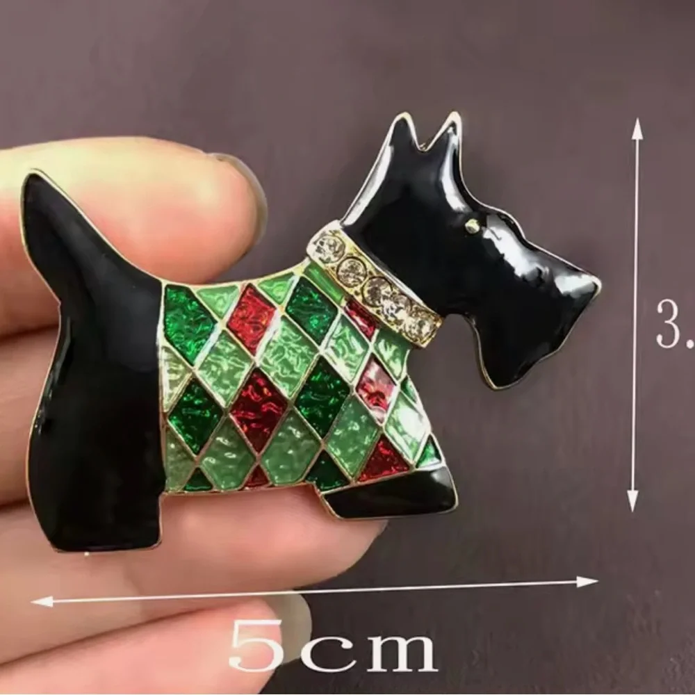 Elegant‎ Black and Green Dog Brooch
